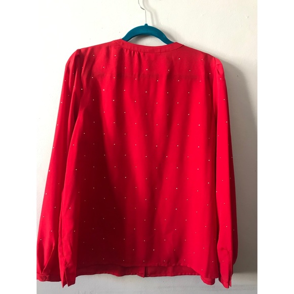 Liz Claiborne | Red Gold Polka Dots Button Down - Picture 2 of 2